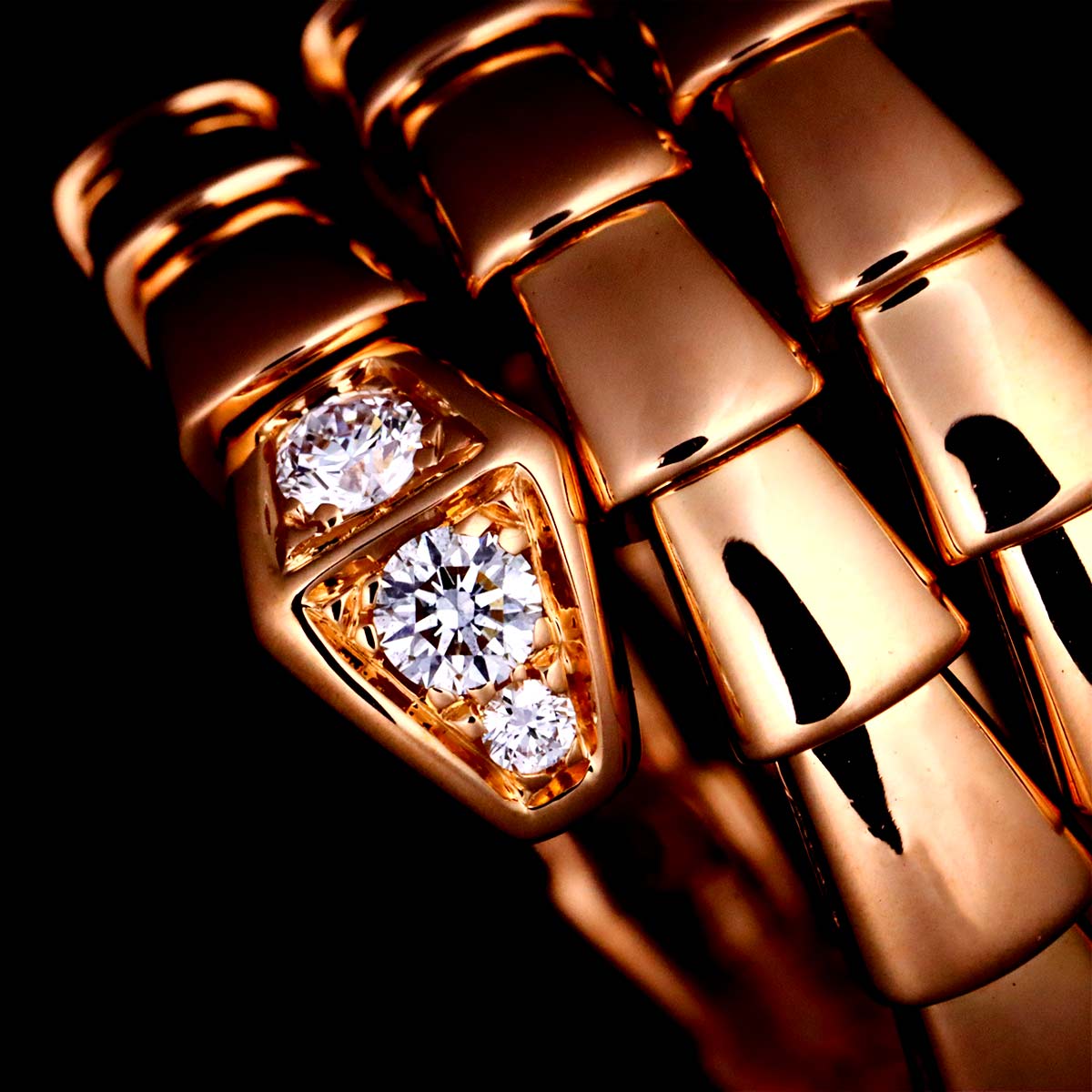 Serpenti Viper Diamond Ring 18K PG 750 sizeL 6.75(US)