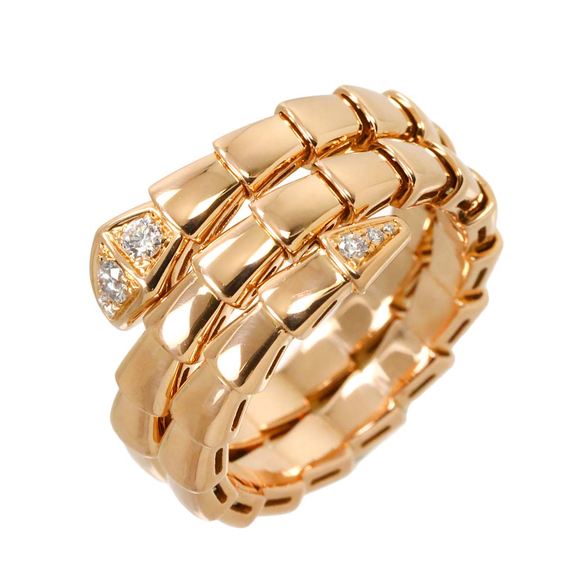Serpenti Viper Diamond Ring 18K PG 750 sizeL 6.75(US)