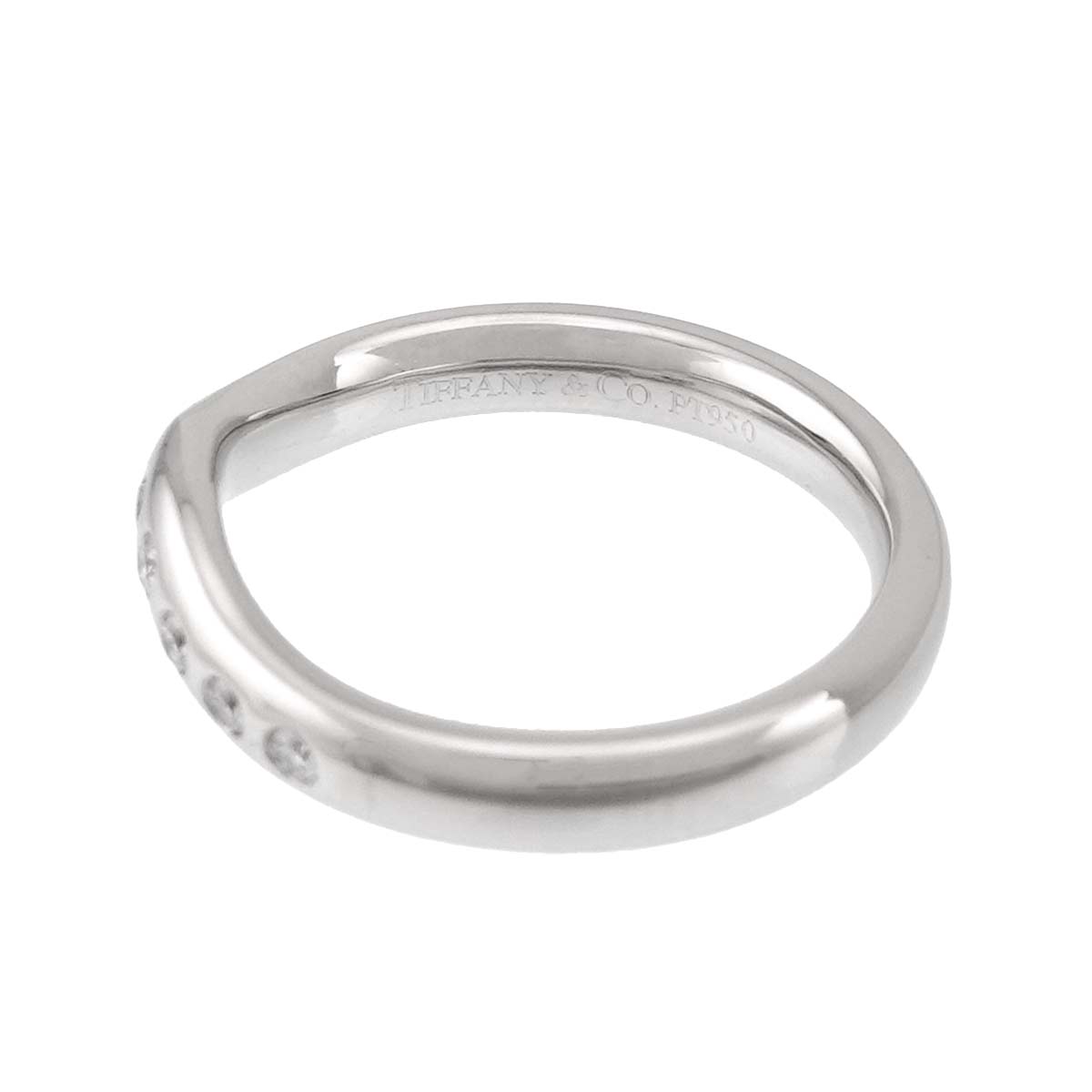 Wide Curved Band Diamond Ring Pt Platinum Size4(US)