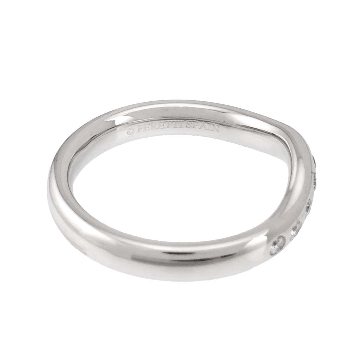 Wide Curved Band Diamond Ring Pt Platinum Size4(US)