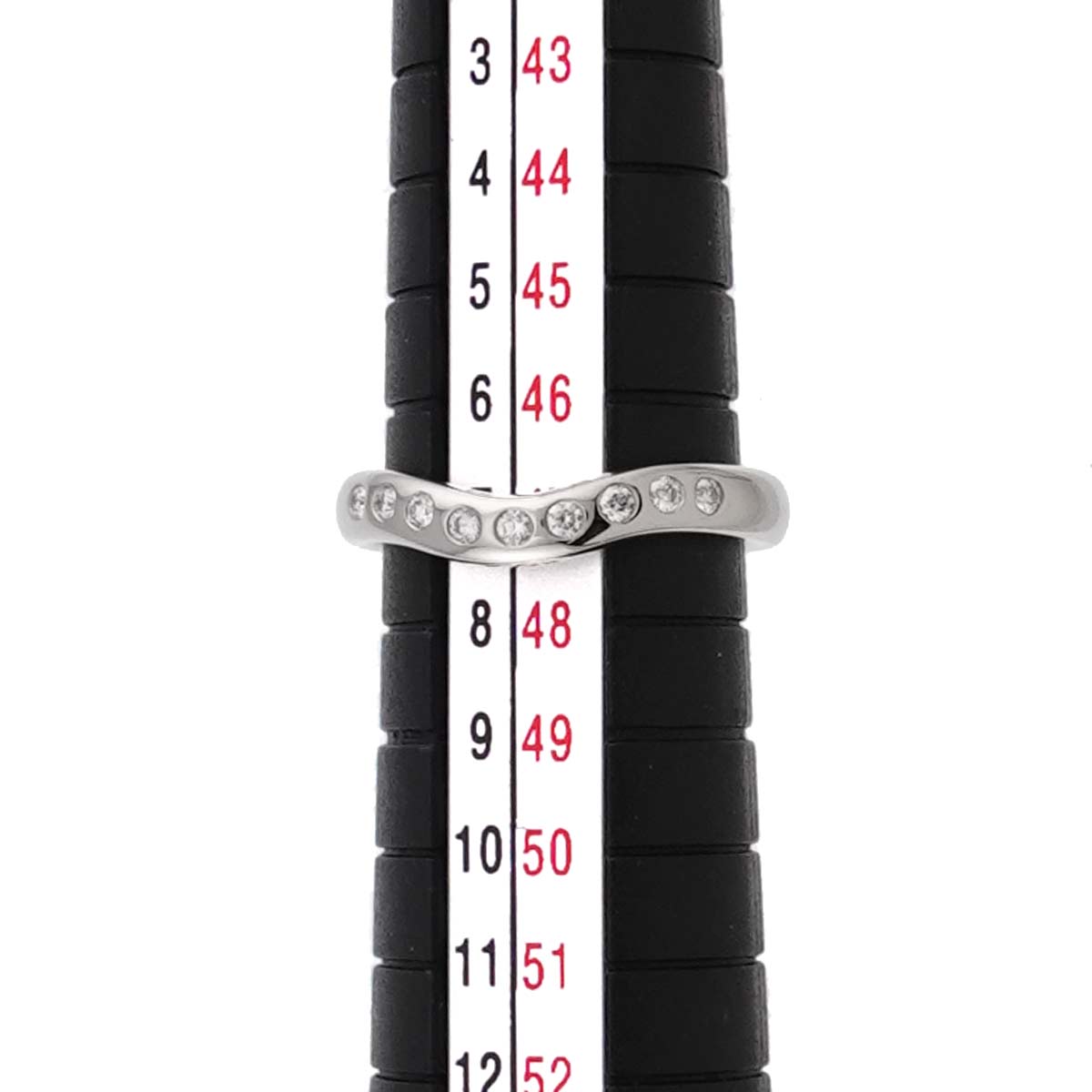 Wide Curved Band Diamond Ring Pt Platinum Size4(US)