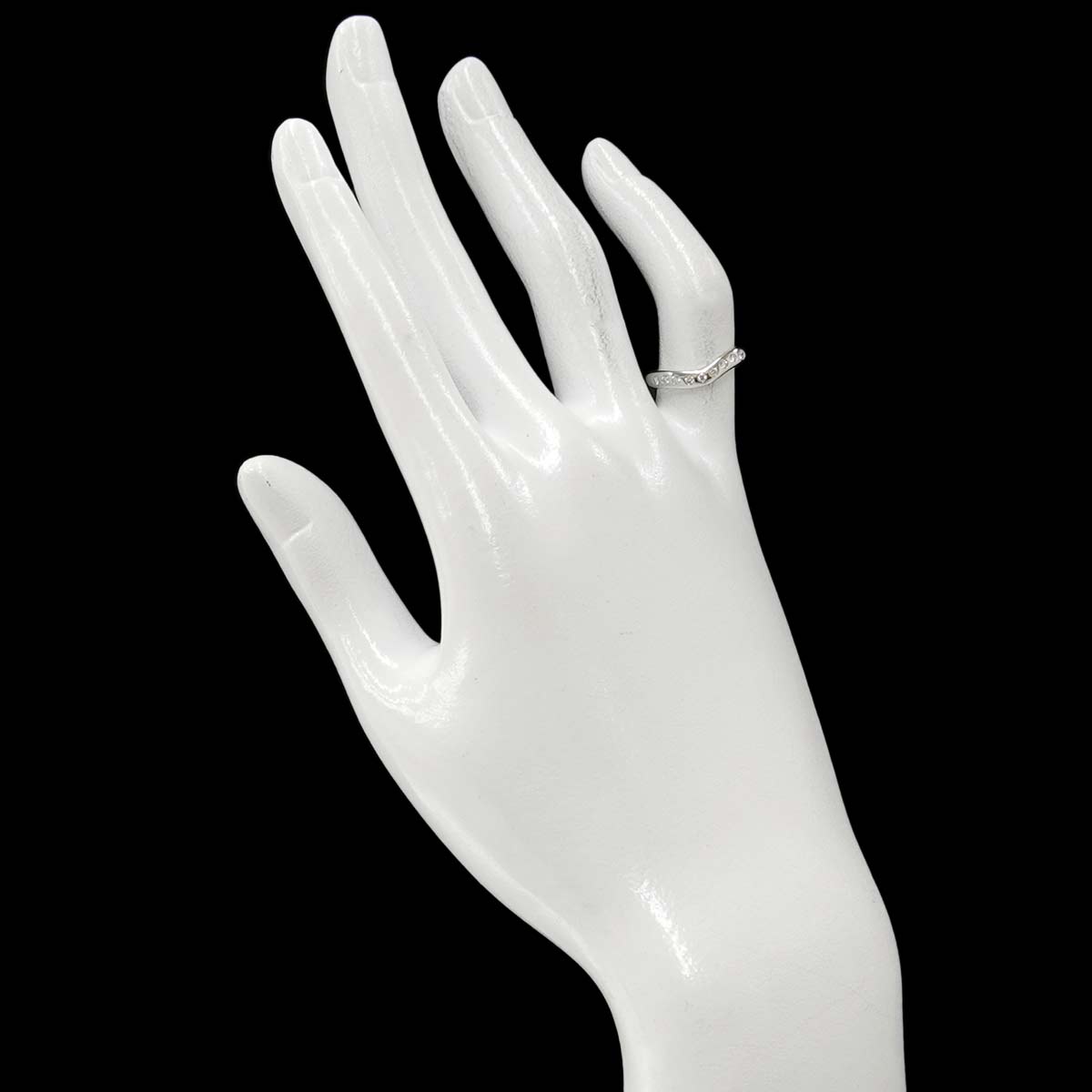 Wide Curved Band Diamond Ring Pt Platinum Size4(US)