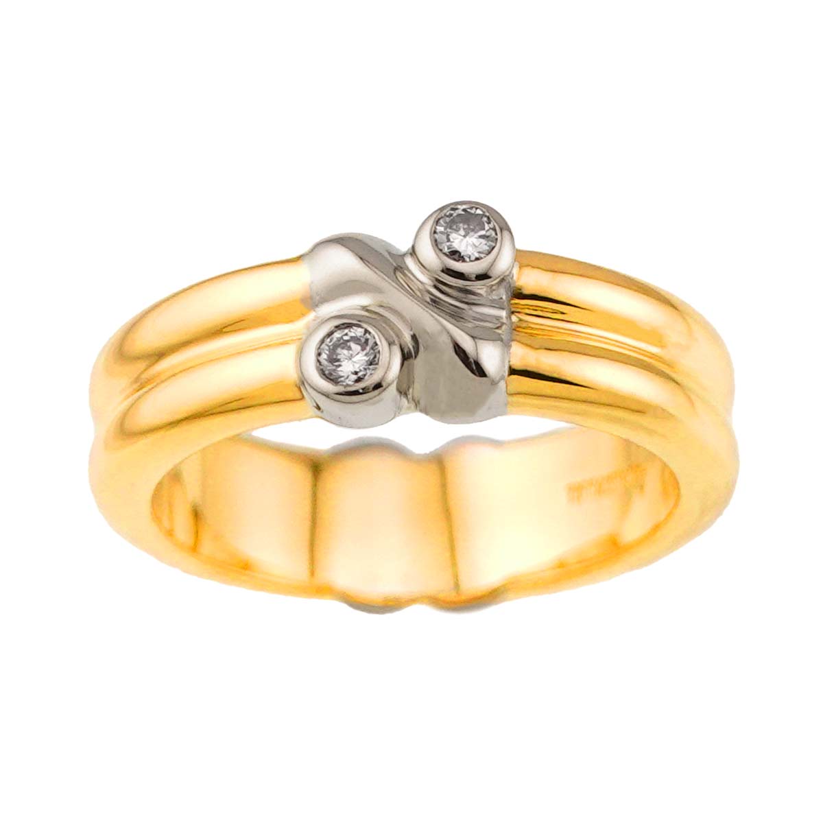 Signature Diamond Ring 18K YG WG 750 Size3.75-4(US)