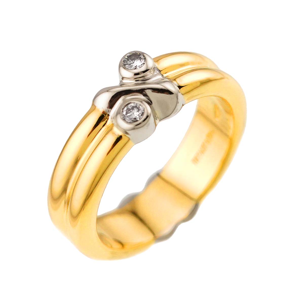Signature Diamond Ring 18K YG WG 750 Size3.75-4(US)