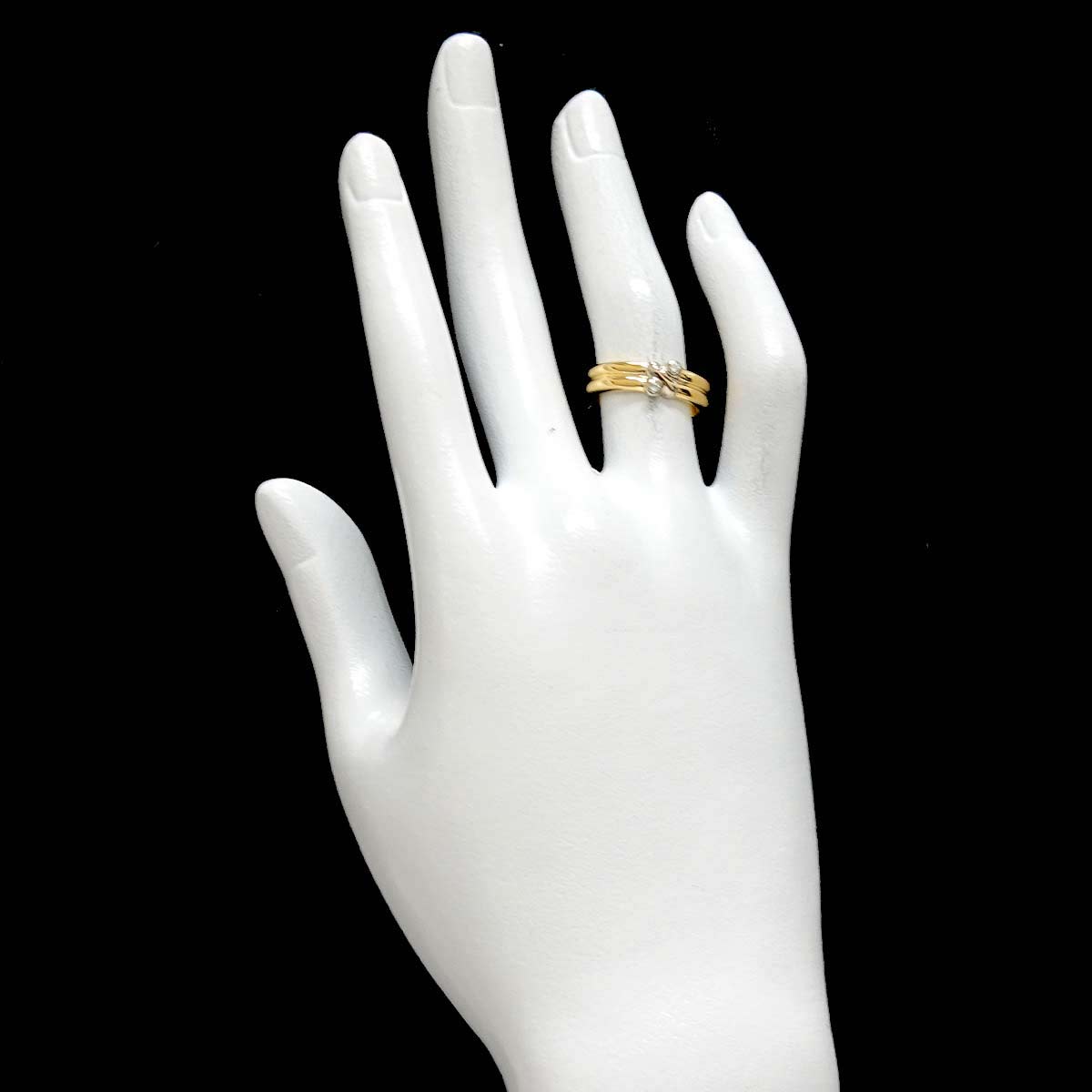 Signature Diamond Ring 18K YG WG 750 Size3.75-4(US)