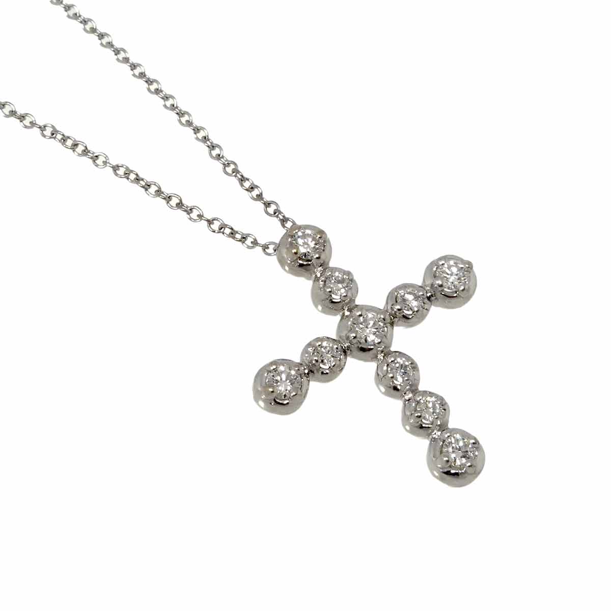 Jazz Cross Diamond Necklace 18K White Gold 750