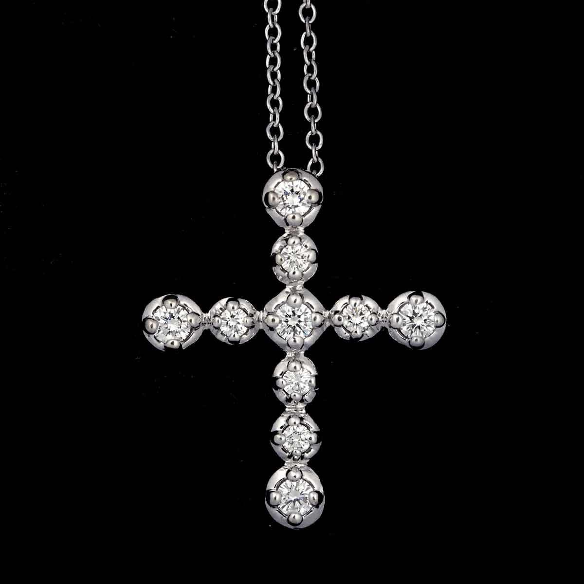 Jazz Cross Diamond Necklace 18K White Gold 750