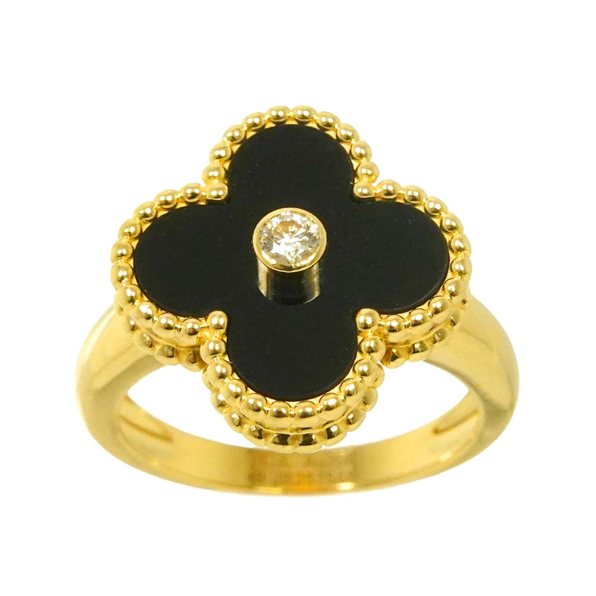 Alhambra onyx Diamond Ring 18K YG size49 4.75-5(US)