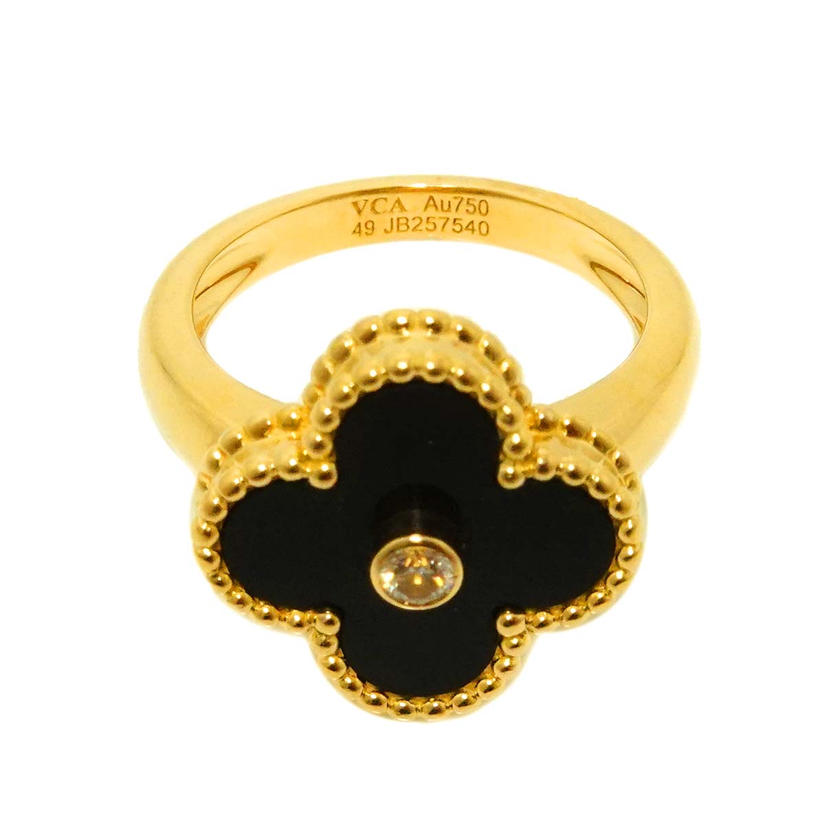 Alhambra onyx Diamond Ring 18K YG size49 4.75-5(US)