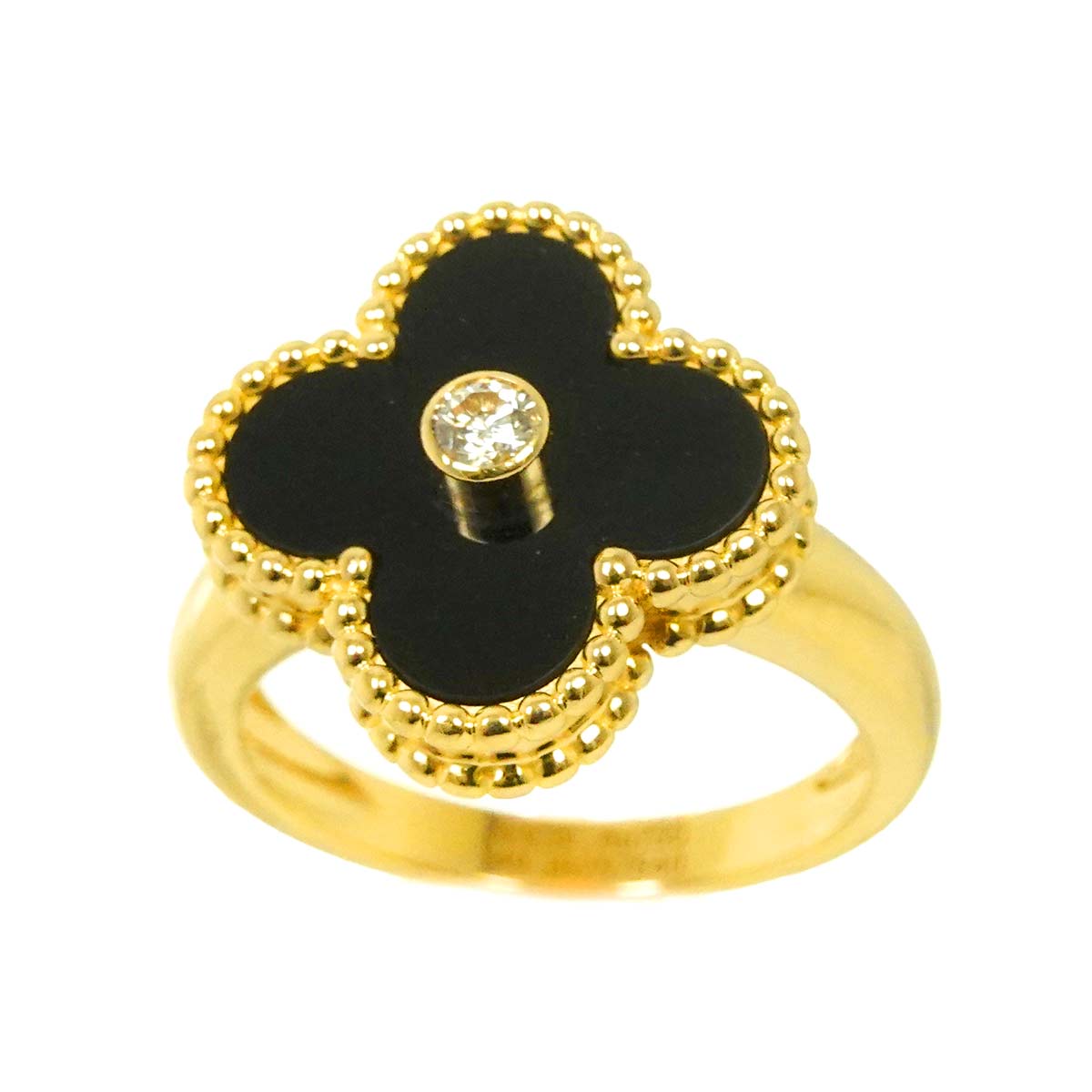 Alhambra onyx Diamond Ring 18K YG size49 4.75-5(US)