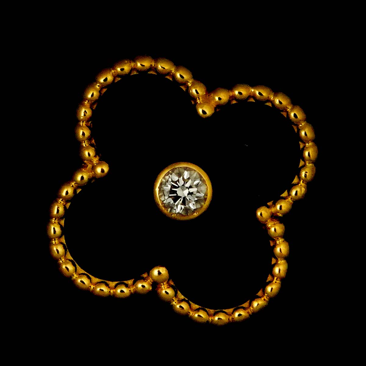 Alhambra onyx Diamond Ring 18K YG size49 4.75-5(US)