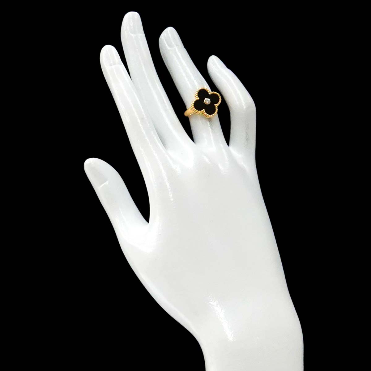 Alhambra onyx Diamond Ring 18K YG size49 4.75-5(US)