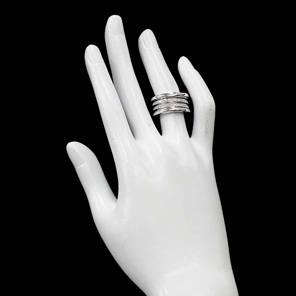 B-zero1 4Band Pave Diamond Ring 18K WG 750 size51 5.5-5.75(US)