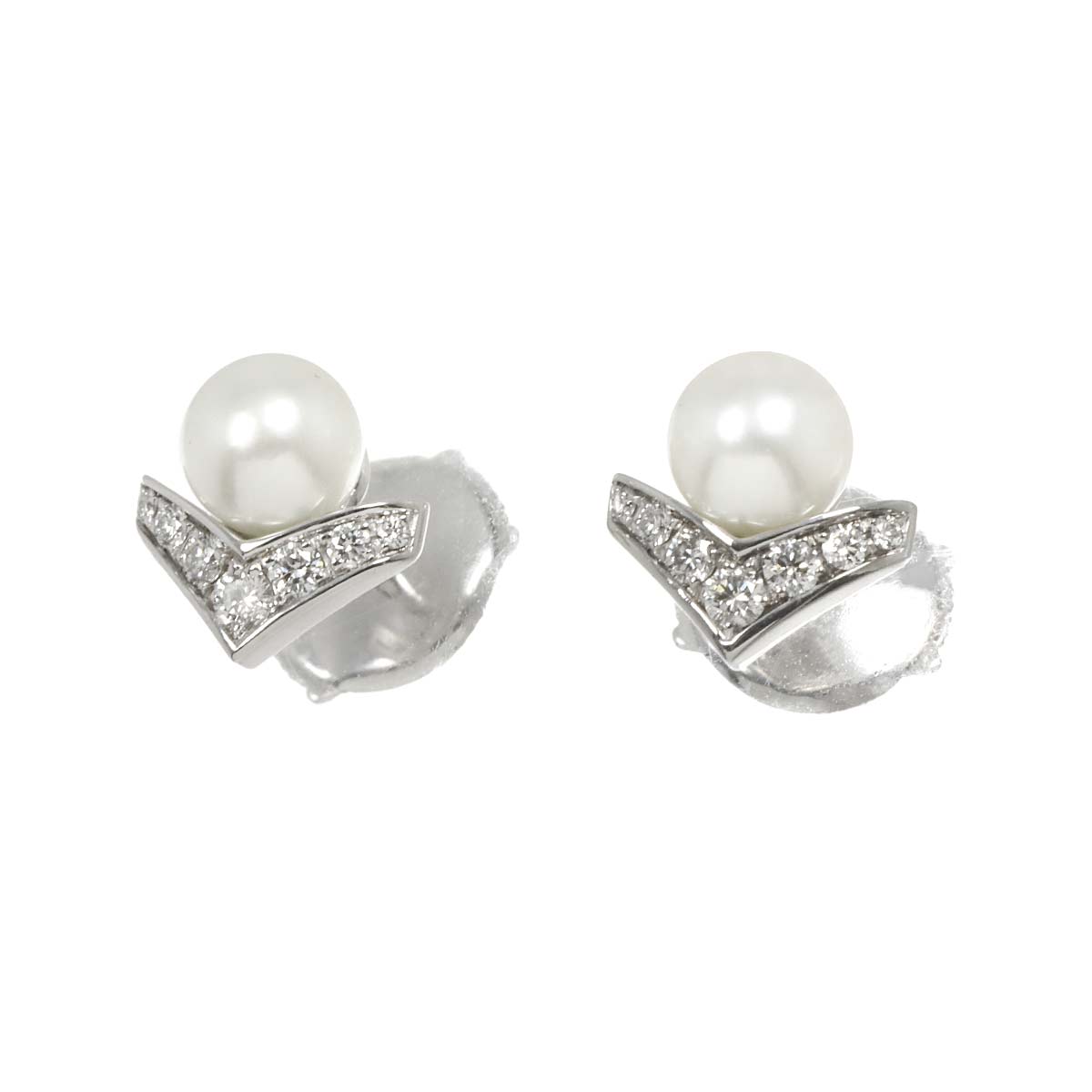 Josephine Akoya Pearl Diamond Earrings Pierced 18K WG 750