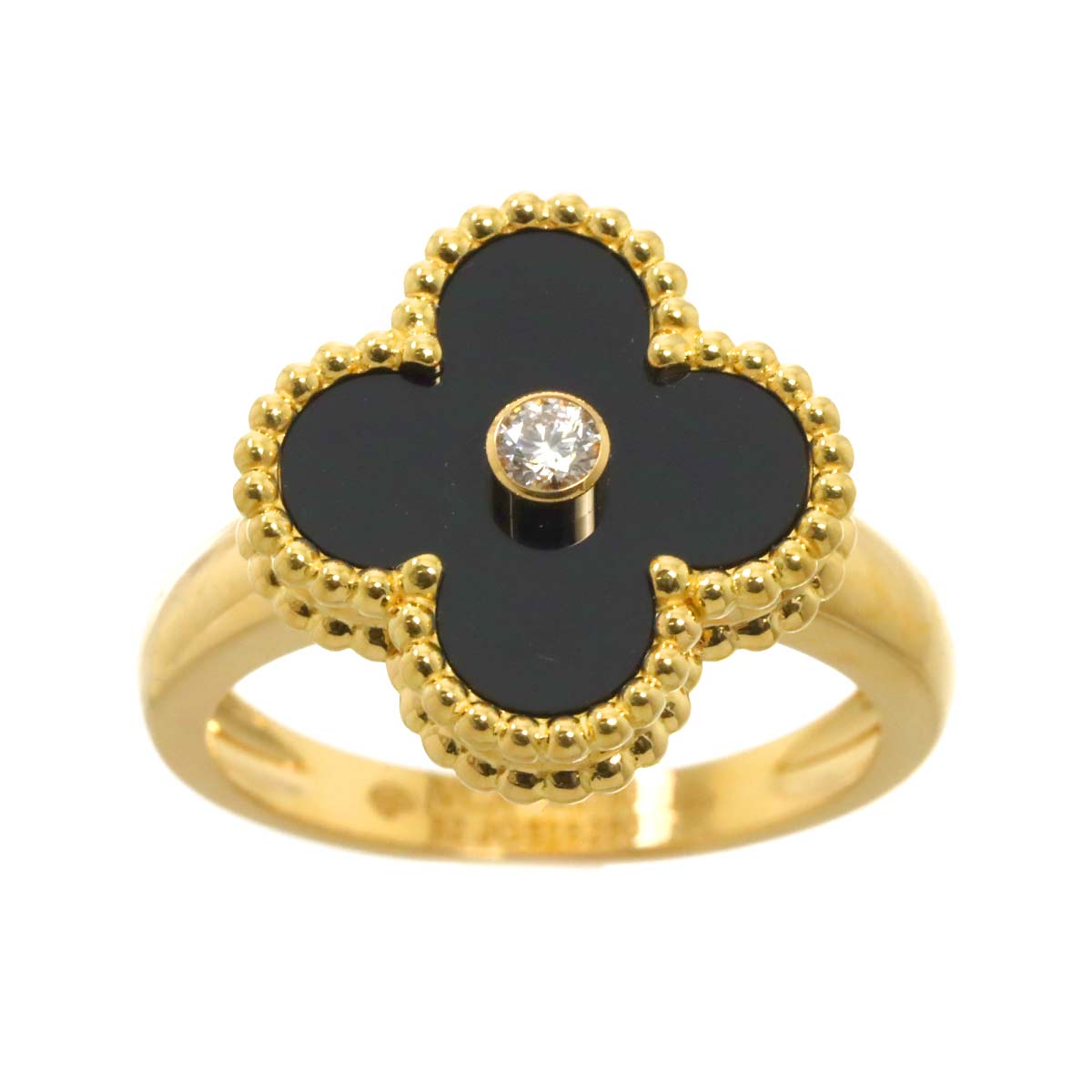 Alhambra onyx Diamond Ring 18K YG size52 6(US)