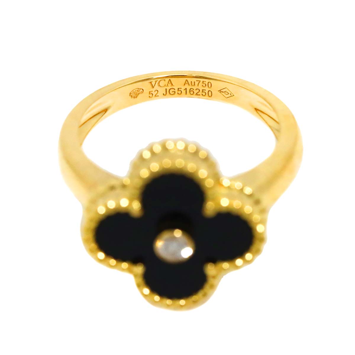 Alhambra onyx Diamond Ring 18K YG size52 6(US)