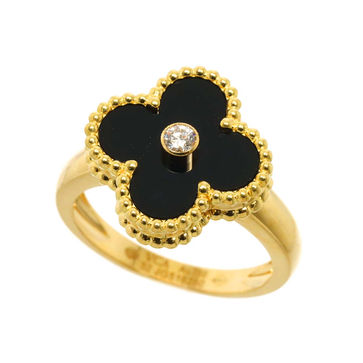 Alhambra onyx Diamond Ring 18K YG size52 6(US)