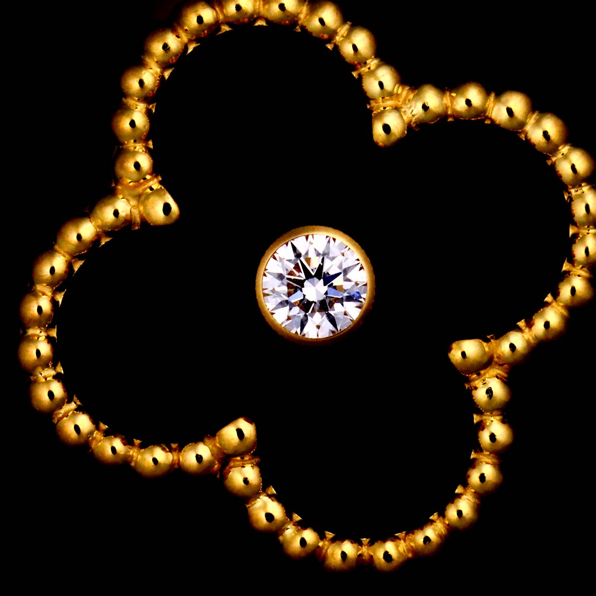 Alhambra onyx Diamond Ring 18K YG size52 6(US)