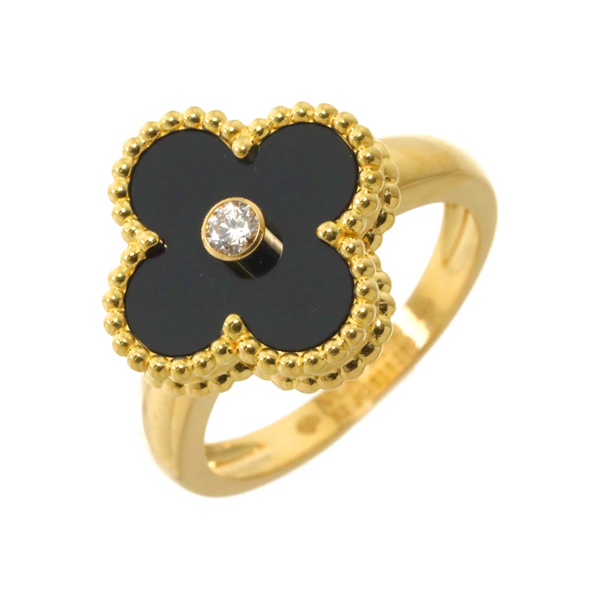 Alhambra onyx Diamond Ring 18K YG size52 6(US)