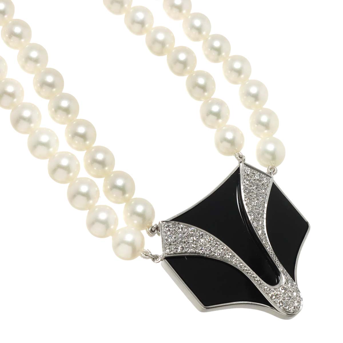 South Sea pearl Diamond Onyx Necklace 14K WG 585