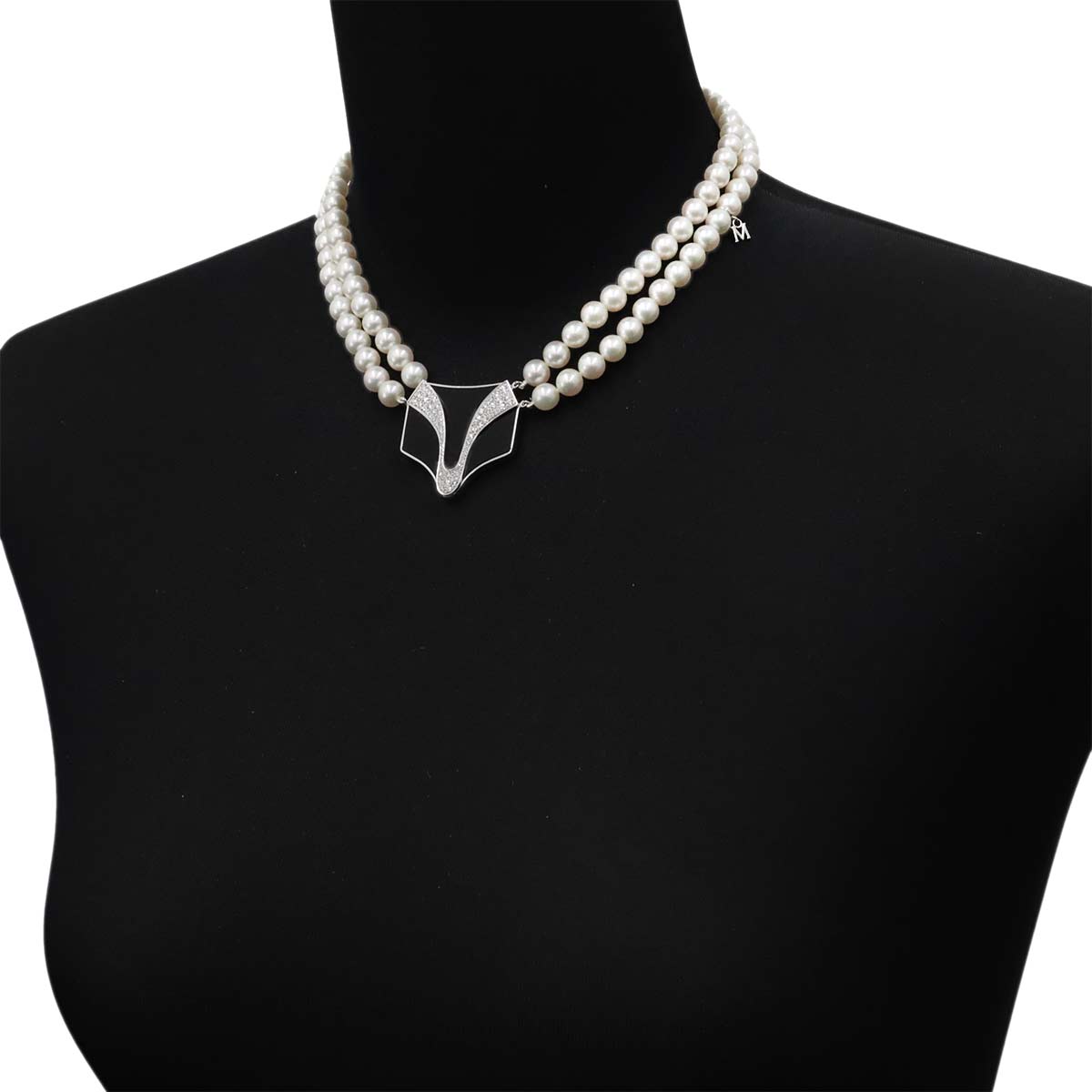 South Sea pearl Diamond Onyx Necklace 14K WG 585