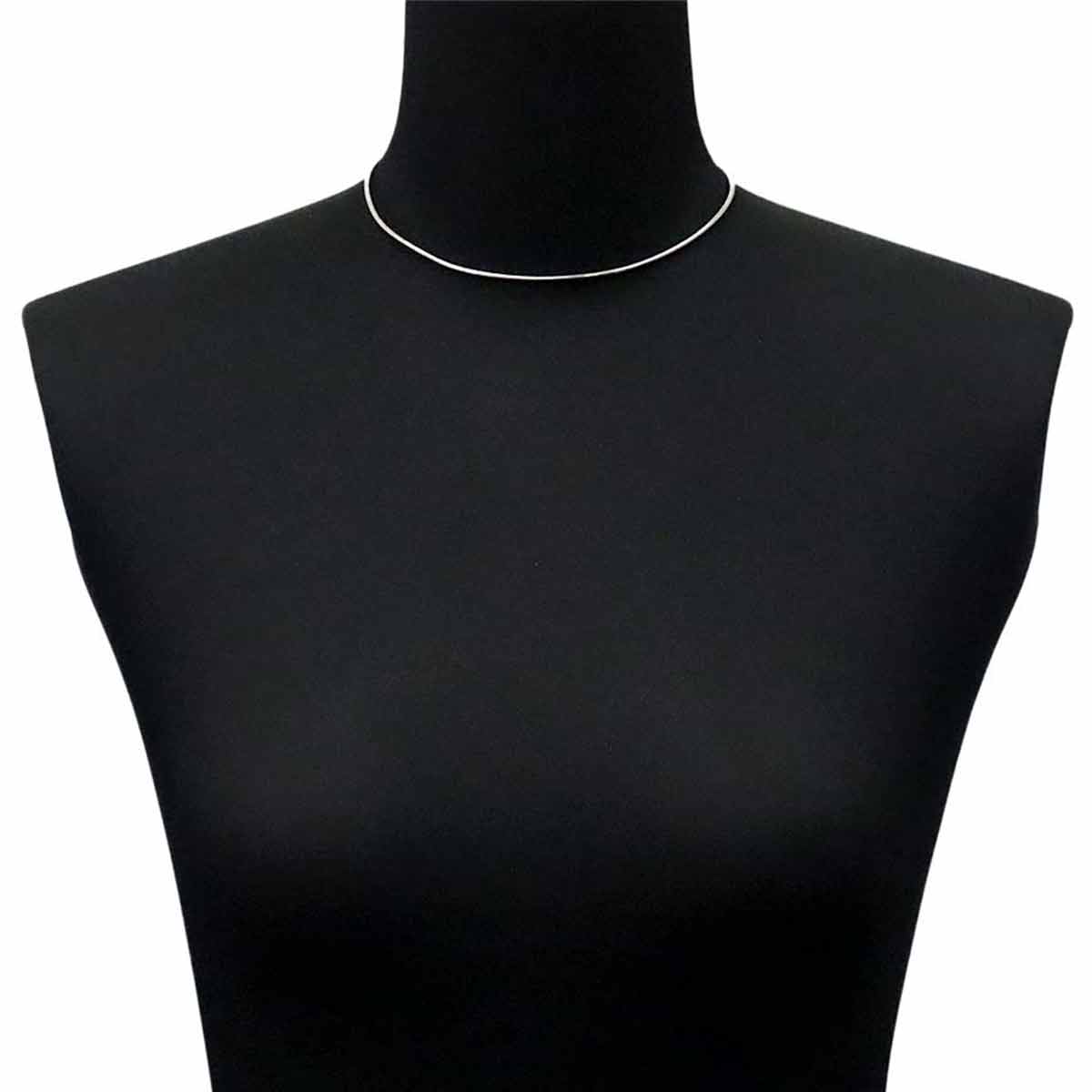 Tube Omega Necklace 18K White Gold 750