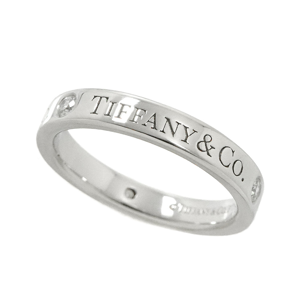 Flat Band Ring Diamond 3P Platinum Size3.75-4(US)