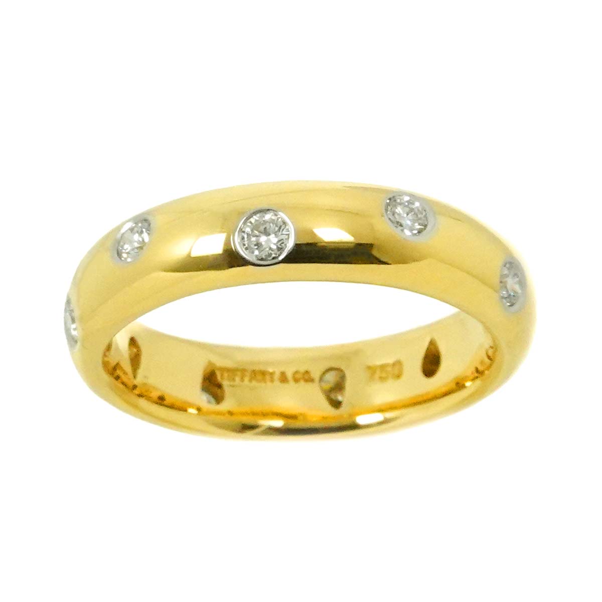 Dots Diamond Ring 18K YG 750 Platinum size4(US)
