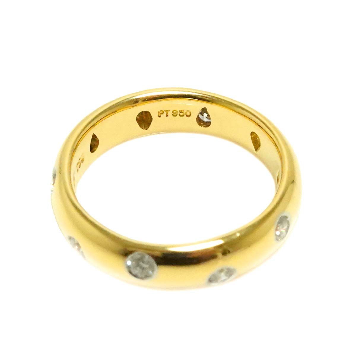 Dots Diamond Ring 18K YG 750 Platinum size4(US)