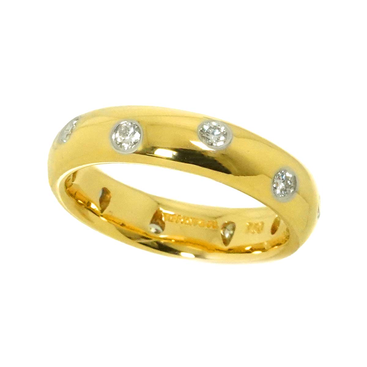 Dots Diamond Ring 18K YG 750 Platinum size4(US)