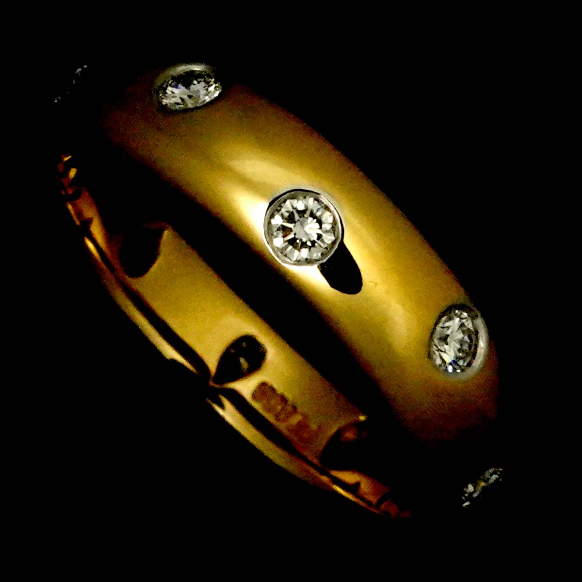 Dots Diamond Ring 18K YG 750 Platinum size4(US)