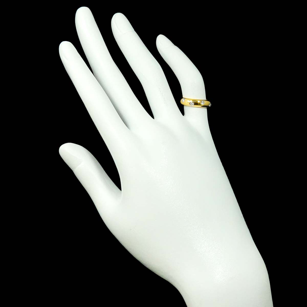 Dots Diamond Ring 18K YG 750 Platinum size4(US)