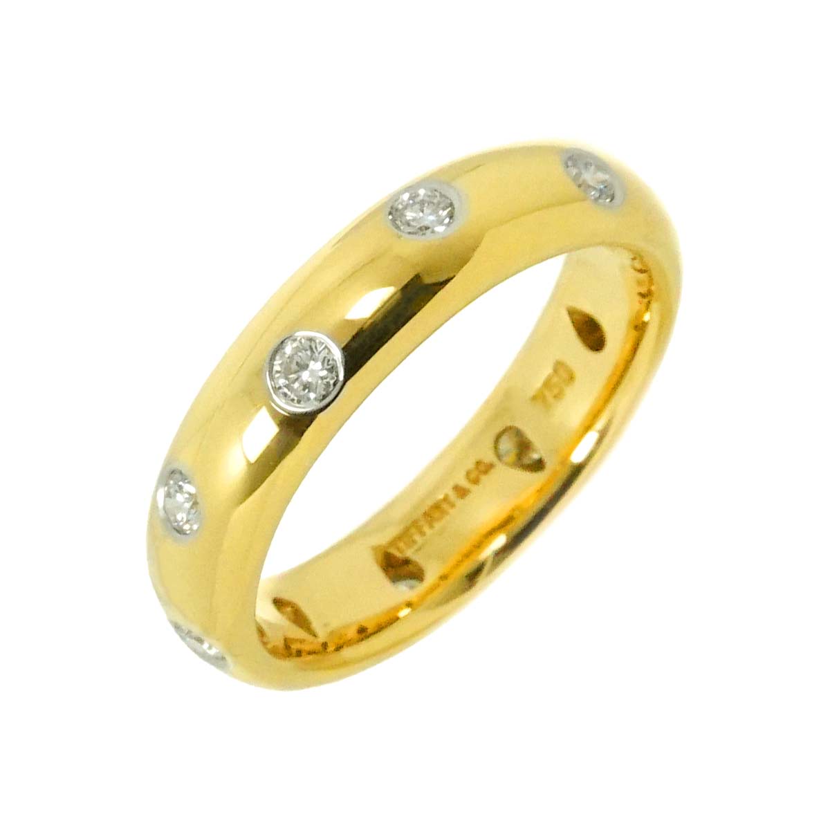 Dots Diamond Ring 18K YG 750 Platinum size4(US)