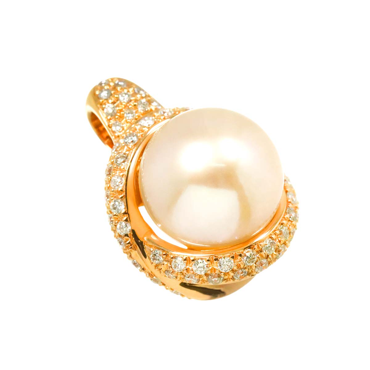 South Sea pearl 10.5mm Diamond Pendant Top 18K PG 750