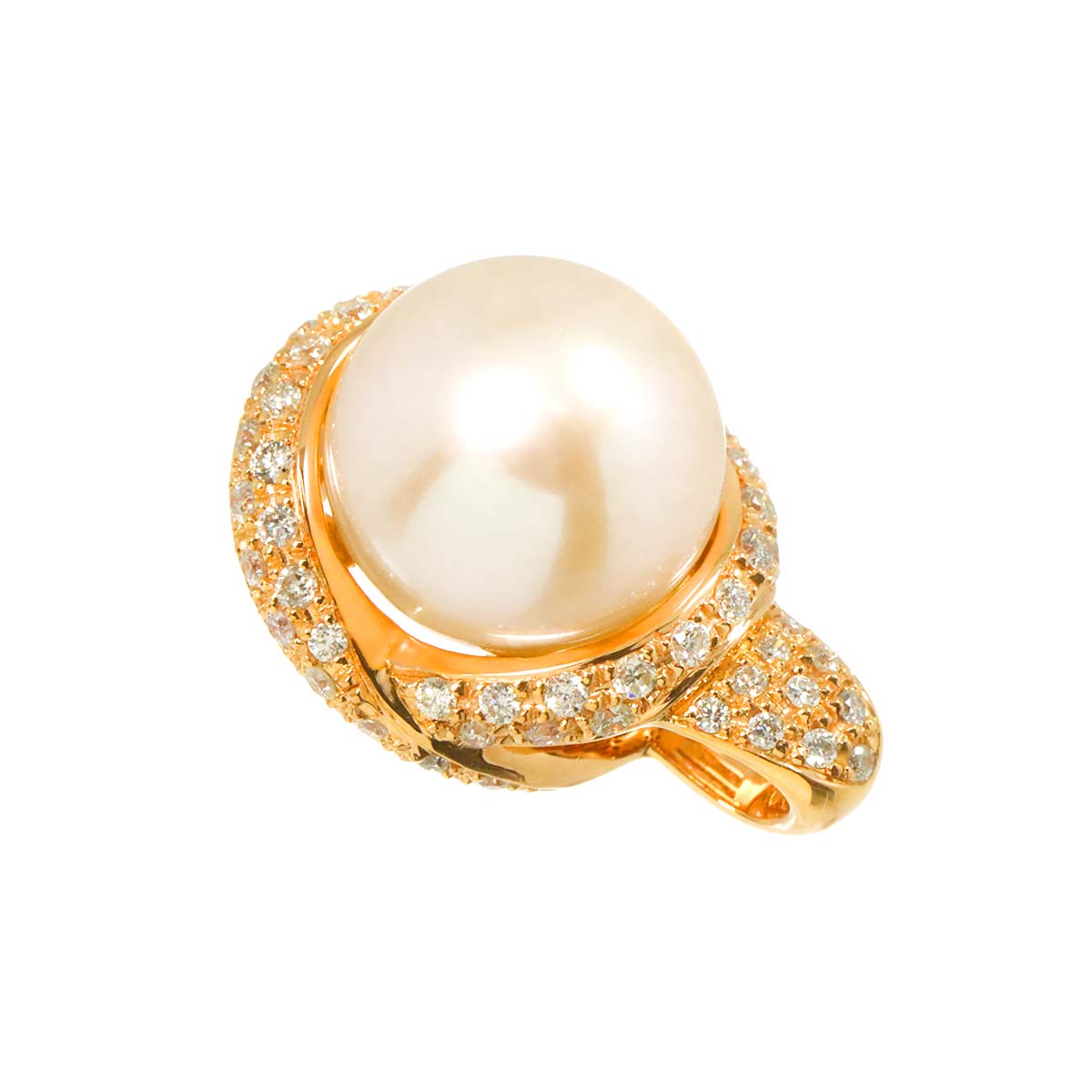 South Sea pearl 10.5mm Diamond Pendant Top 18K PG 750