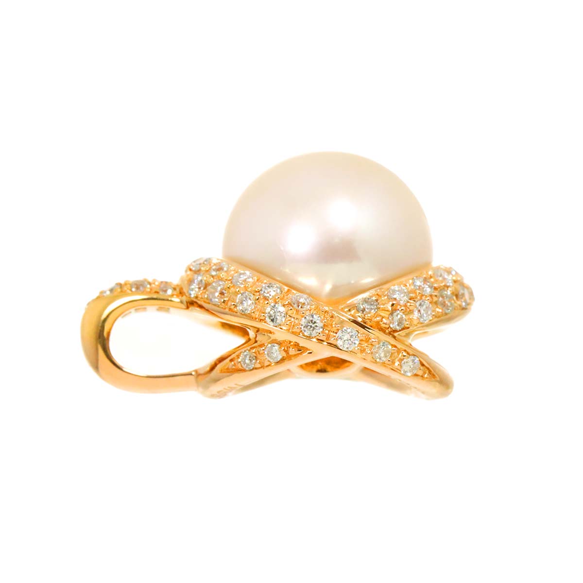 South Sea pearl 10.5mm Diamond Pendant Top 18K PG 750