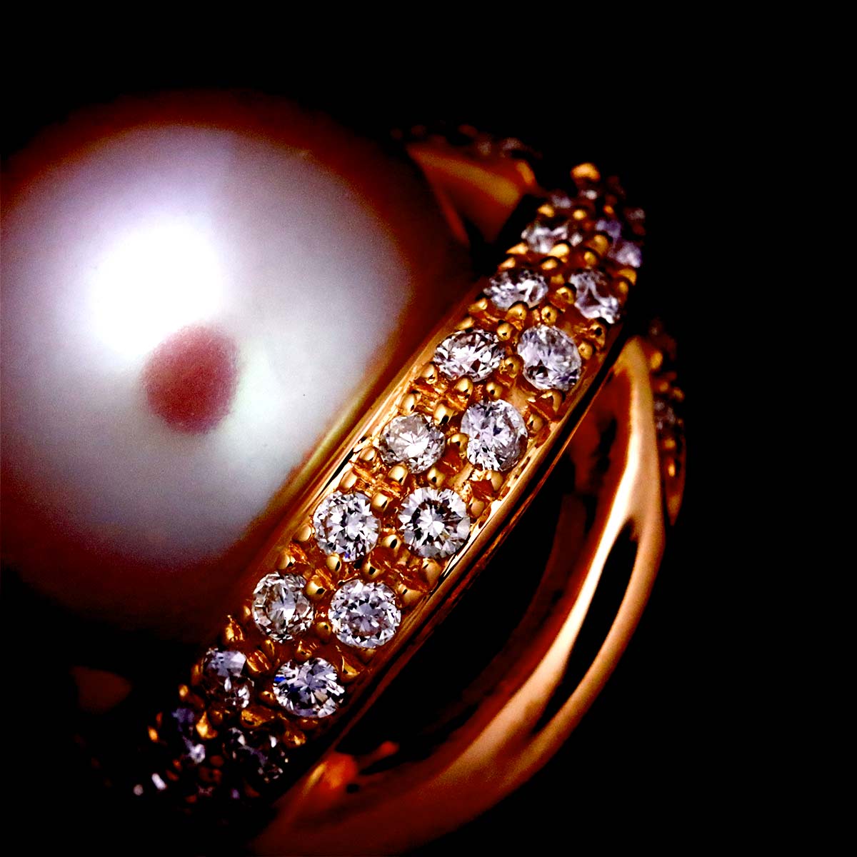 South Sea pearl 10.5mm Diamond Pendant Top 18K PG 750