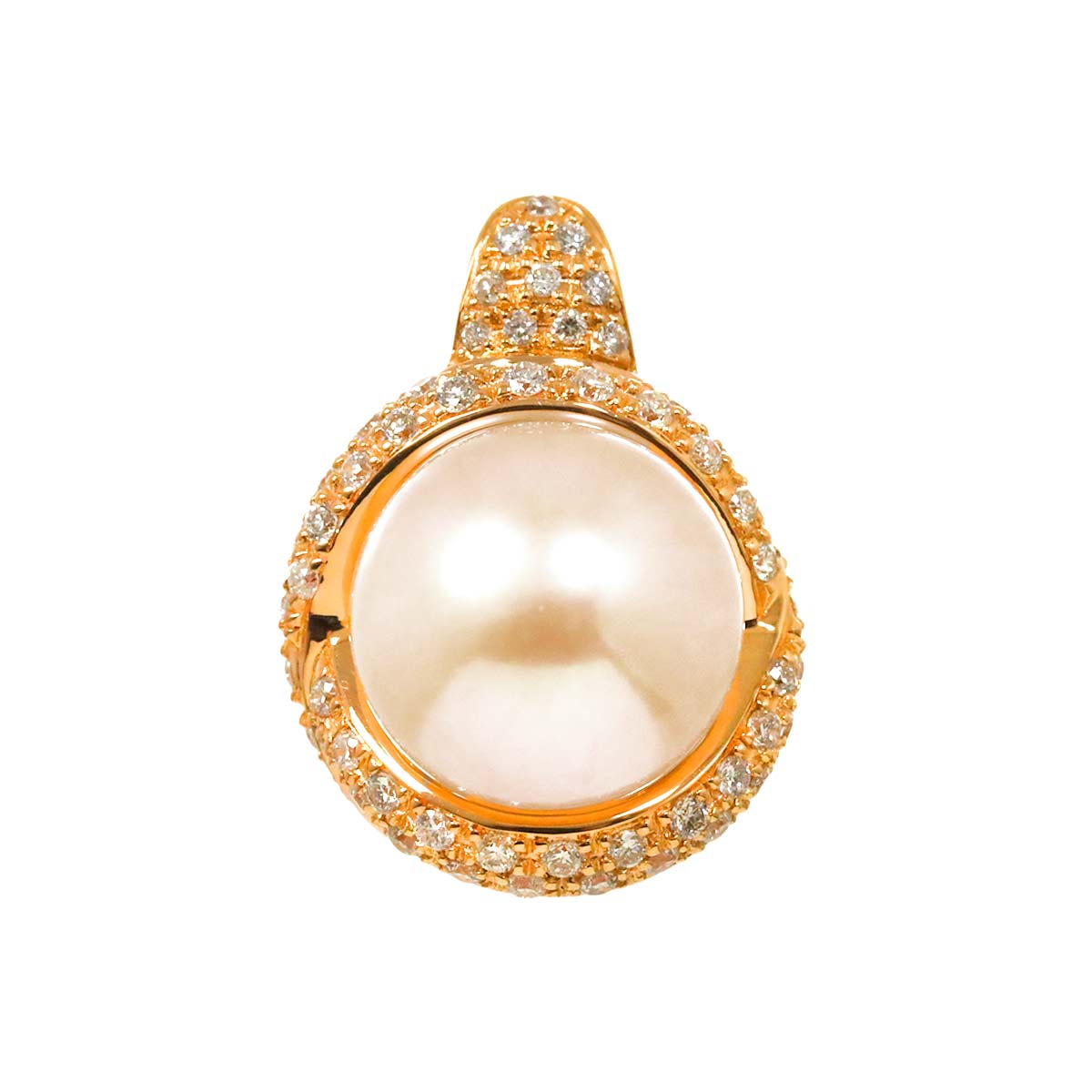 South Sea pearl 10.5mm Diamond Pendant Top 18K PG 750