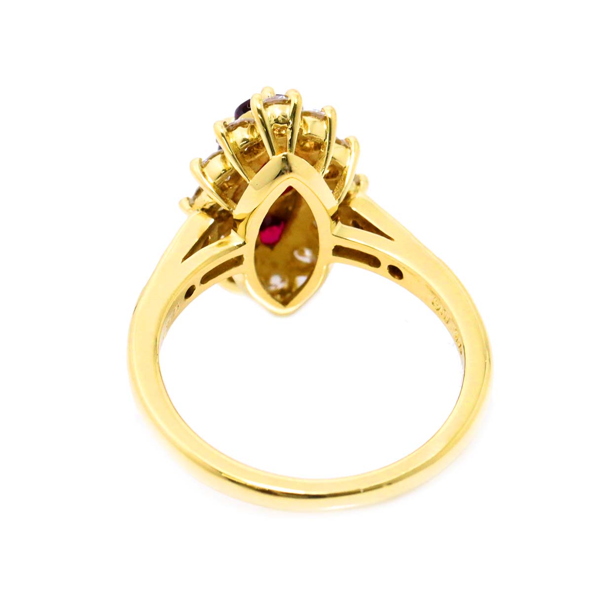 Ruby 1.45ct Diamond 1.04ct Ring 18K Yellow Gold 750 6.25-6.5(US)