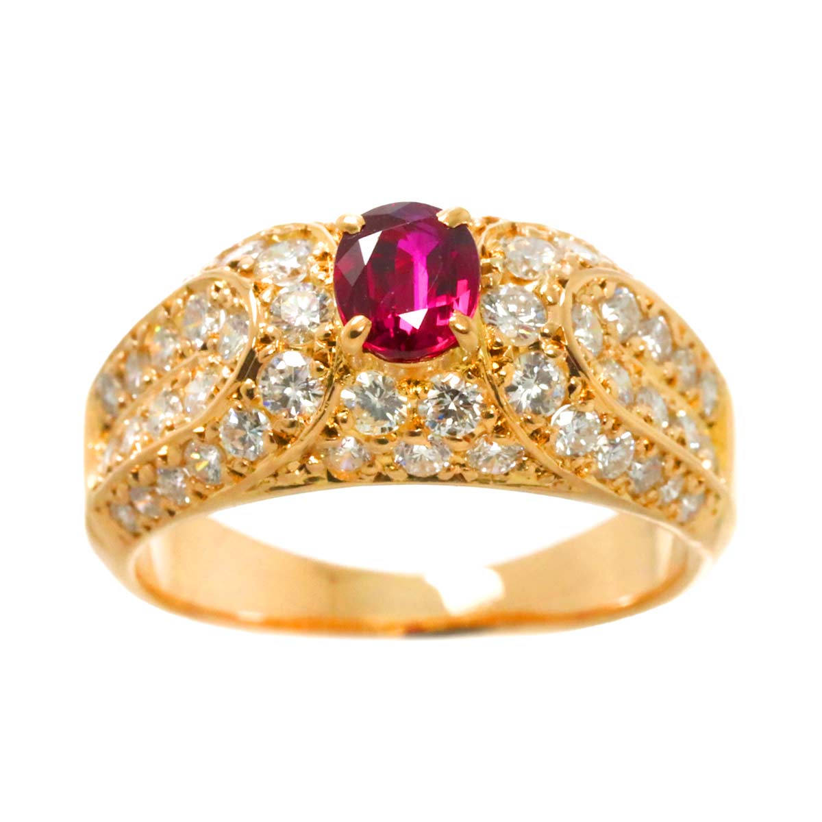 Ruby 0.56ct Diamond 1.15ct Ring 18K K18 PG Pink Gold size6(US)