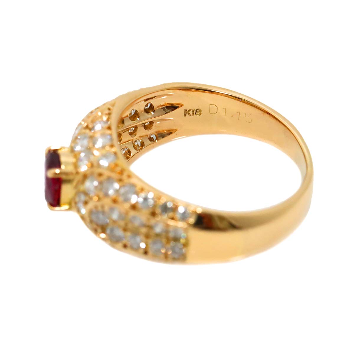 Ruby 0.56ct Diamond 1.15ct Ring 18K K18 PG Pink Gold size6(US)