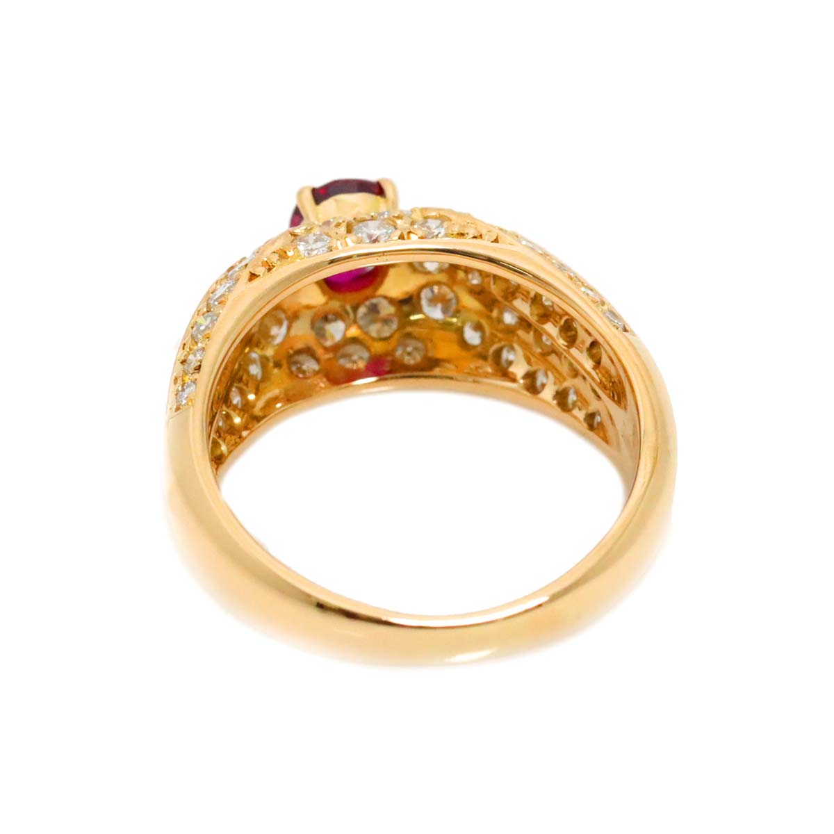 Ruby 0.56ct Diamond 1.15ct Ring 18K K18 PG Pink Gold size6(US)
