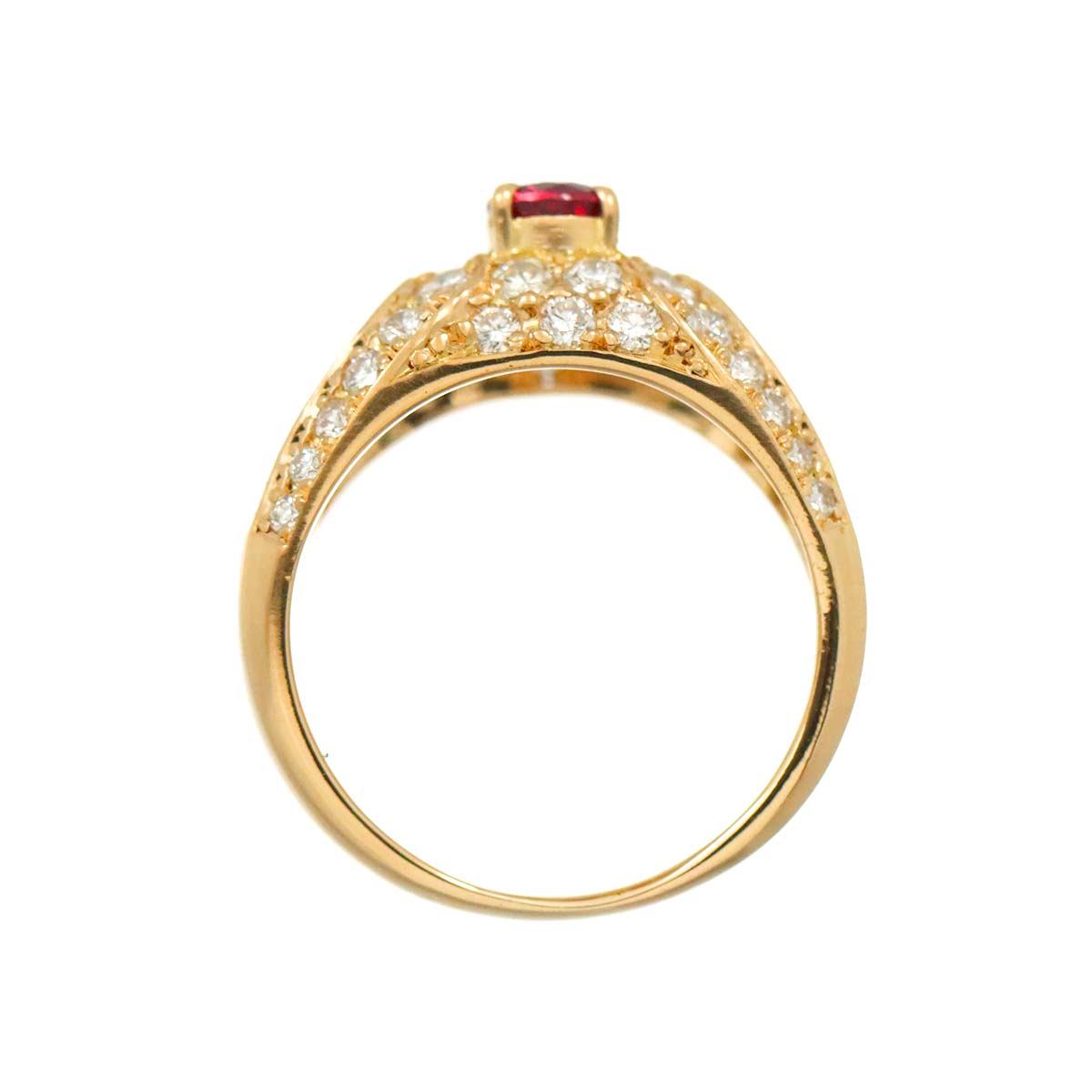 Ruby 0.56ct Diamond 1.15ct Ring 18K K18 PG Pink Gold size6(US)