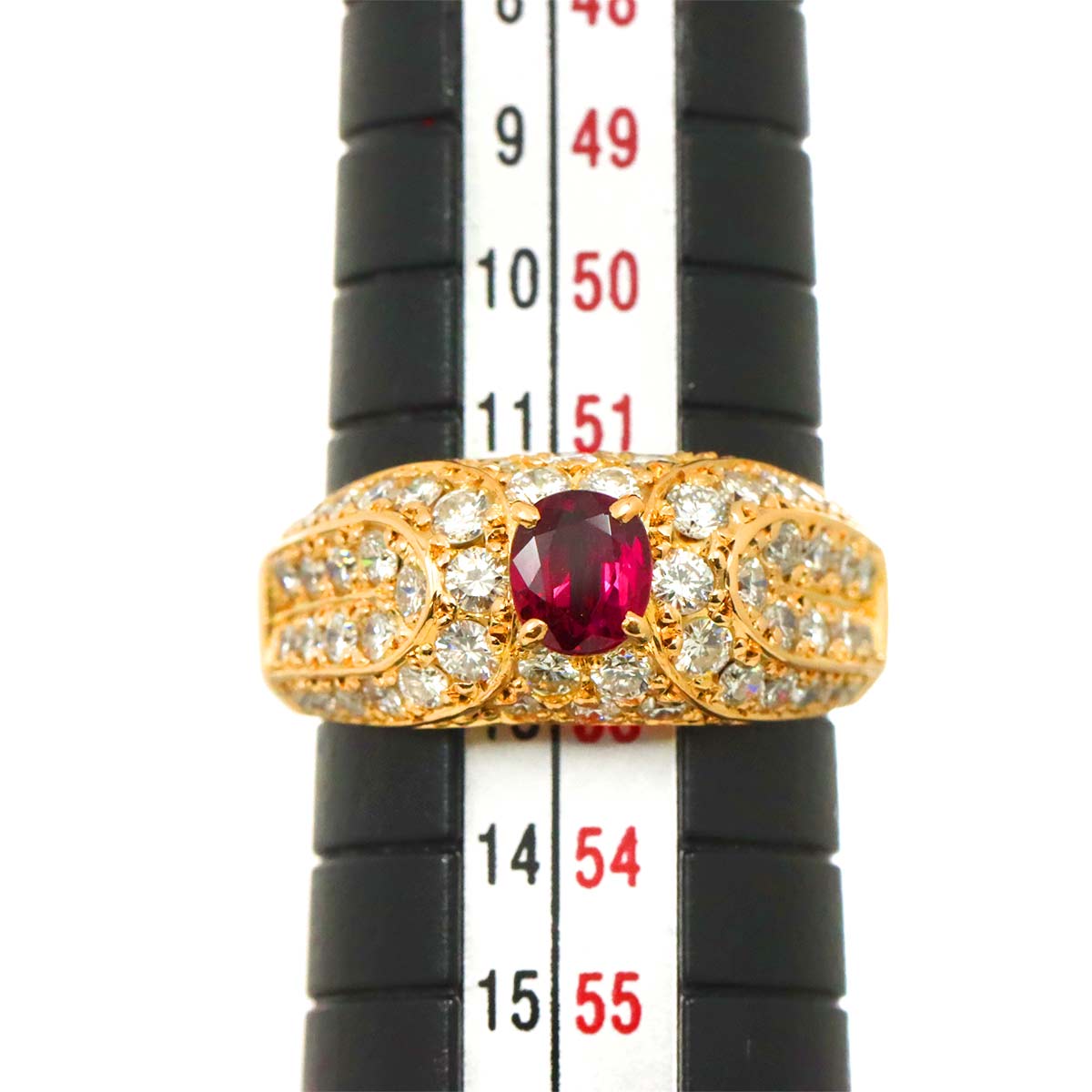 Ruby 0.56ct Diamond 1.15ct Ring 18K K18 PG Pink Gold size6(US)