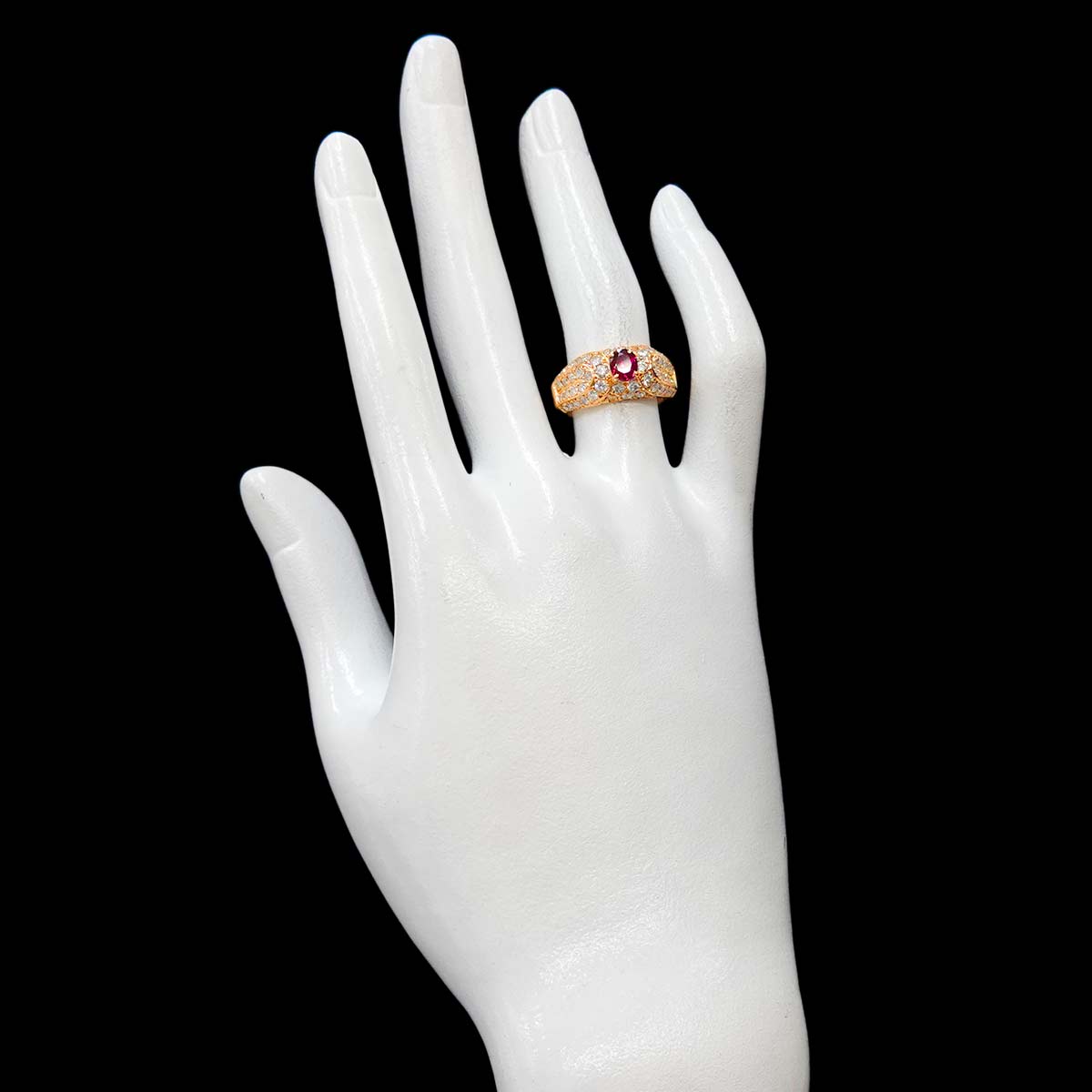 Ruby 0.56ct Diamond 1.15ct Ring 18K K18 PG Pink Gold size6(US)