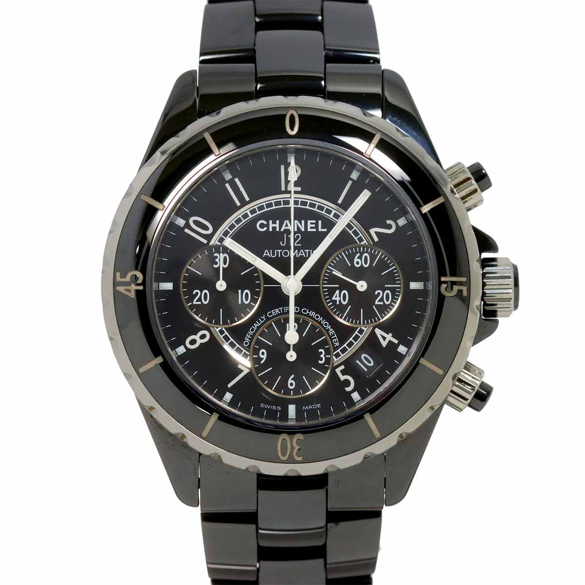 J12 41mm Chronograph H0940 Date Automatic Black Dial Mens
