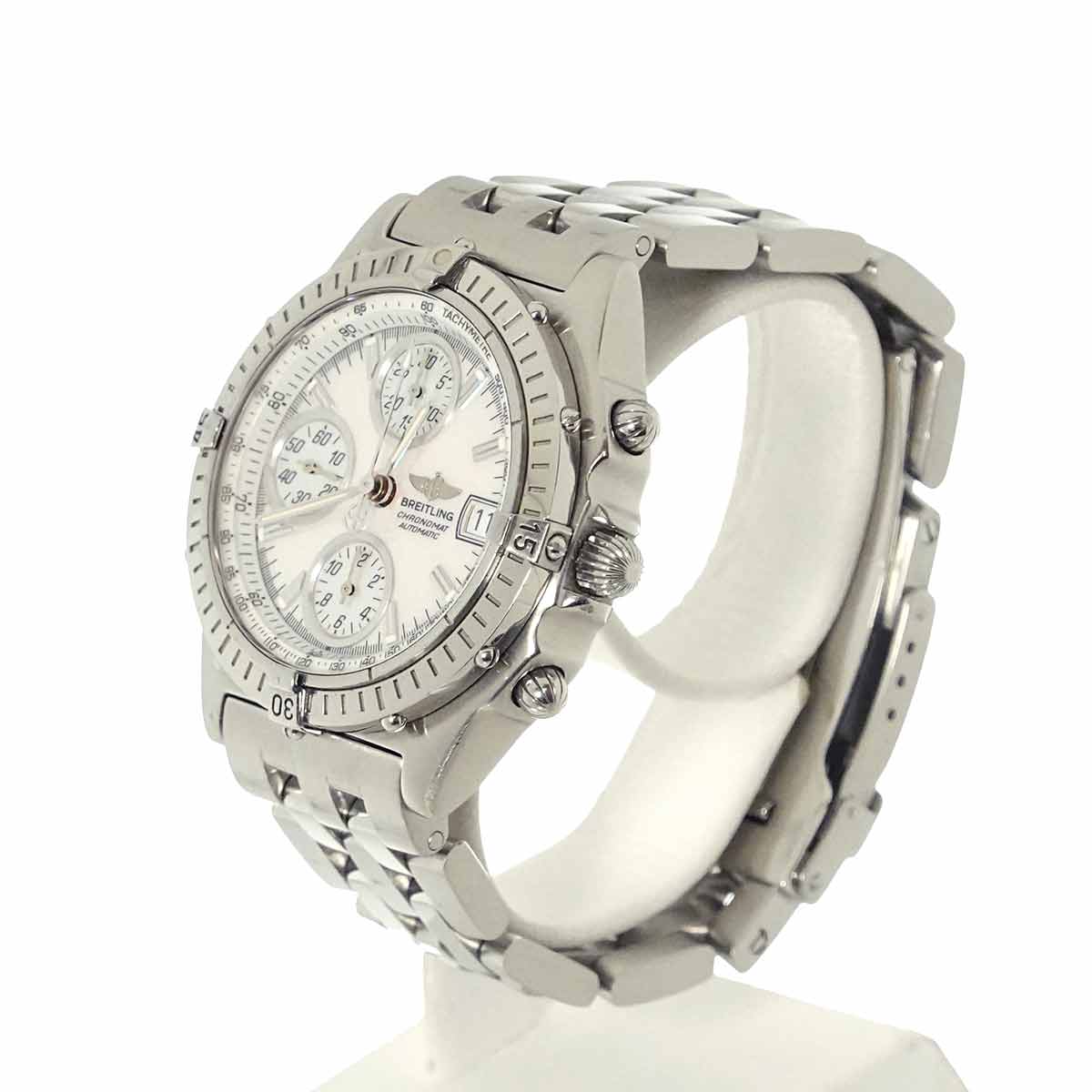 Chronomat A13350 Chronograph Date White Shell Dial Mens