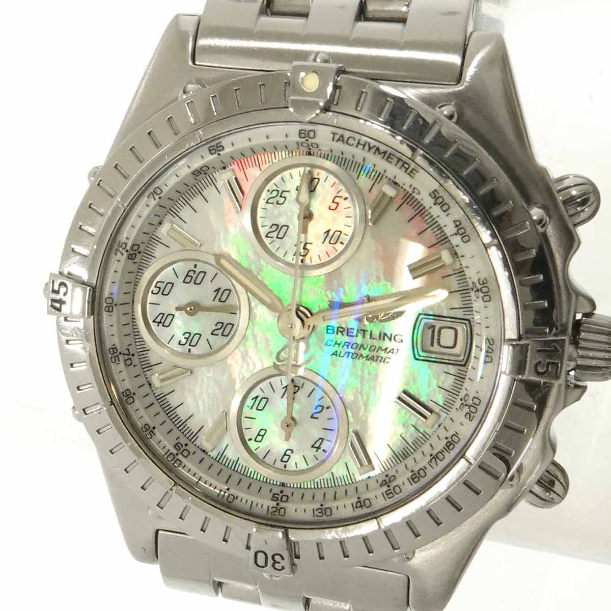Chronomat A13350 Chronograph Date White Shell Dial Mens
