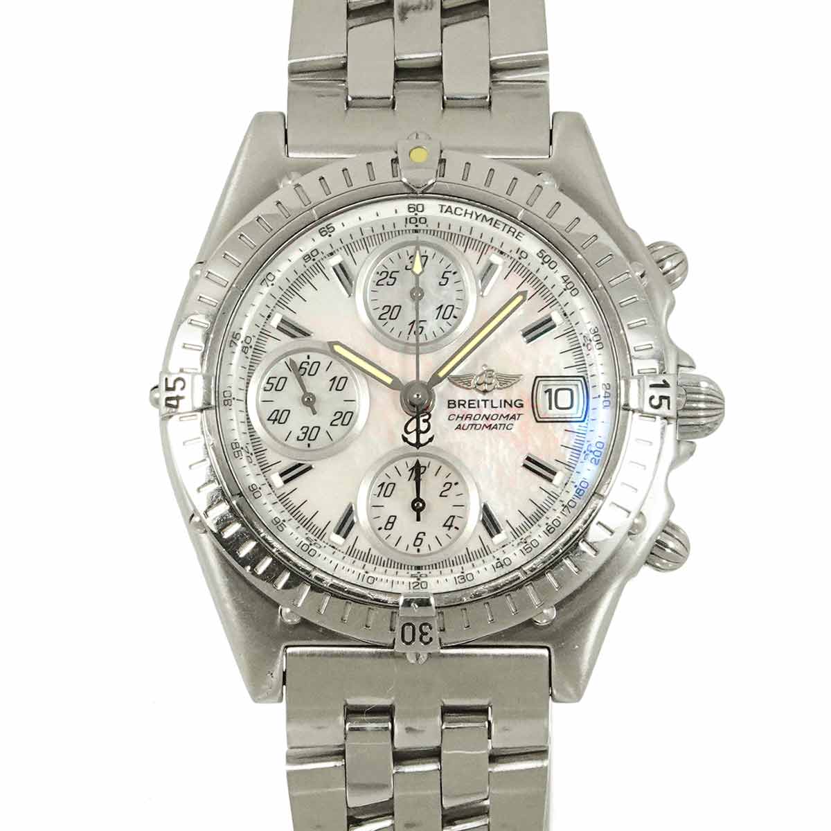 Chronomat A13350 Chronograph Date White Shell Dial Mens
