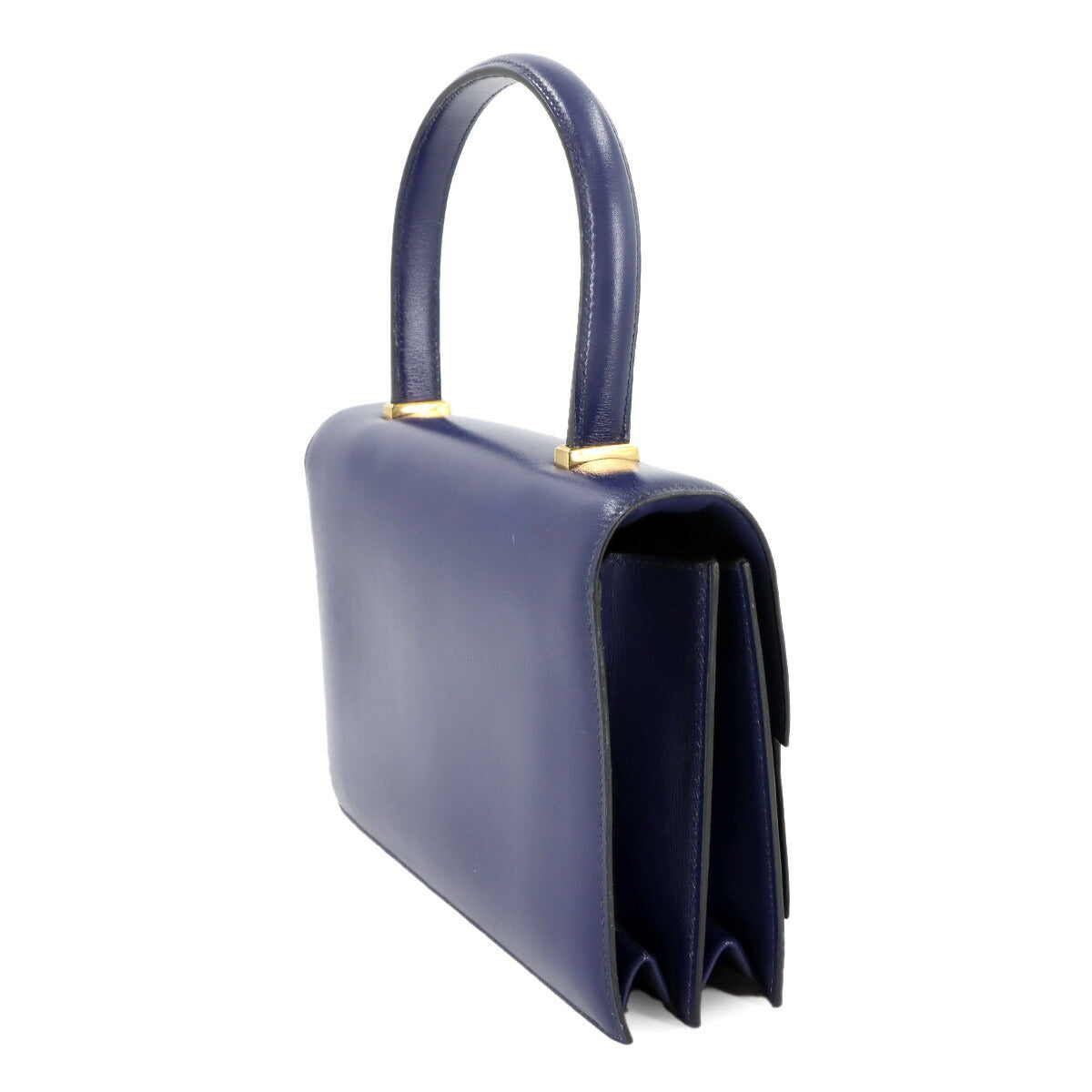 Piano Hand Bag Box Calf Blue Vintage Purse